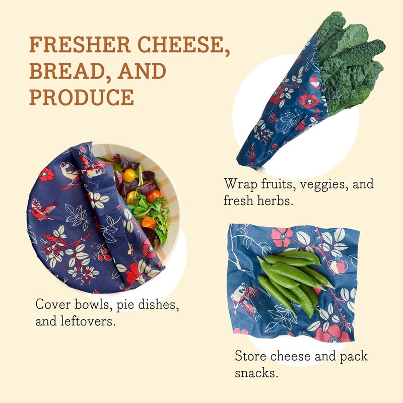 Bee's Wrap Beeswax Wraps for Food - Cut to Size 14x52" Wax Paper Roll - Made in USA Reusable Waxed Paper & Bowl Covers - Organic & Eco-Friendly Alternative to Aluminum Foil & Plastic Wrap, Botanical - Image 4